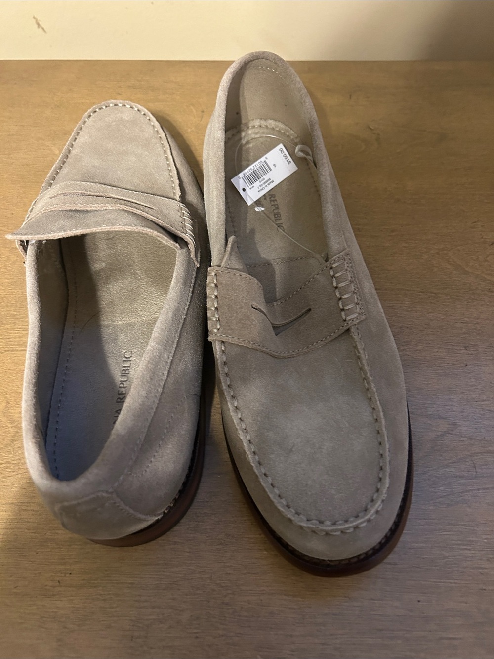 Banana Republic Taupe Suede Penny Loafers